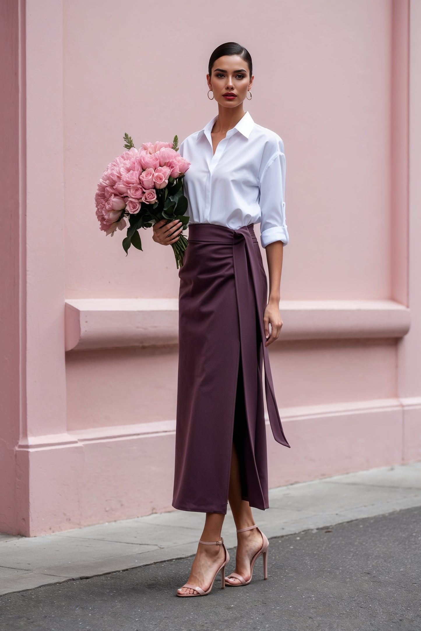 018. Ellis Wrap Skirt in Mauve Purple