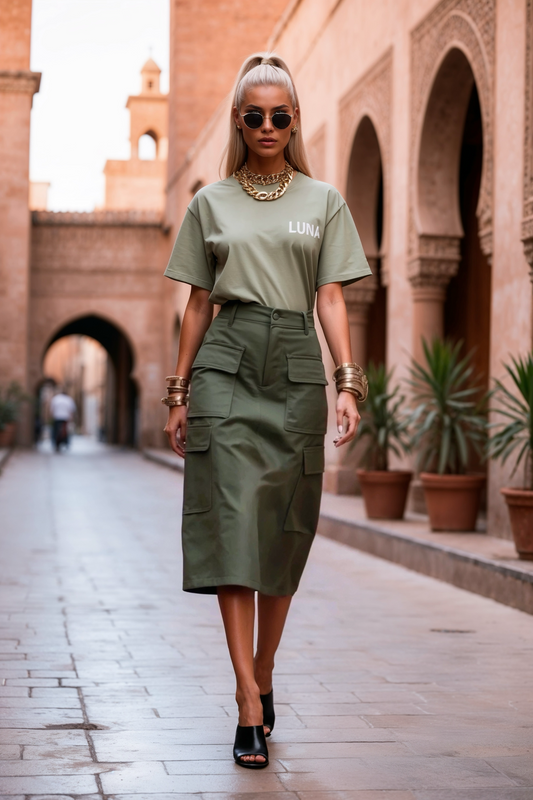 010. Cargo Mania Skirt in Olive