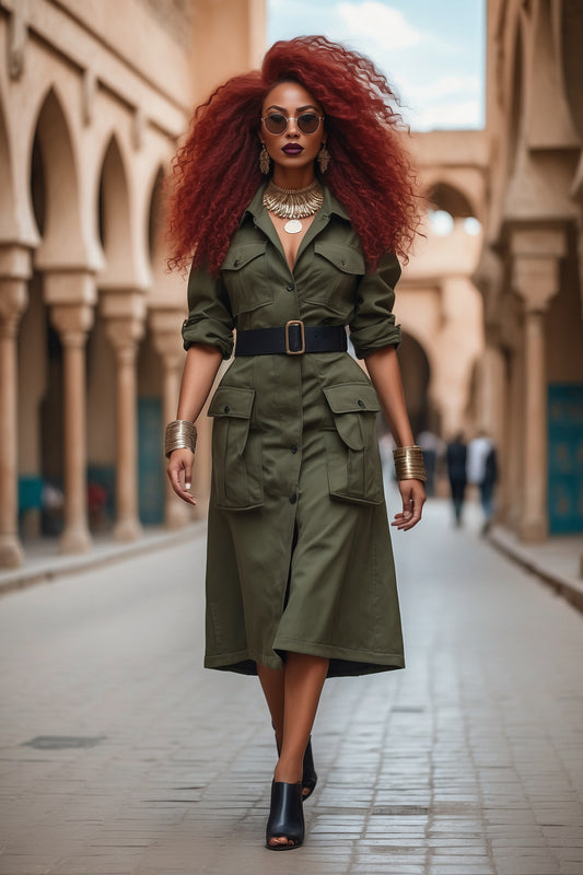 Olive Cargo Dress