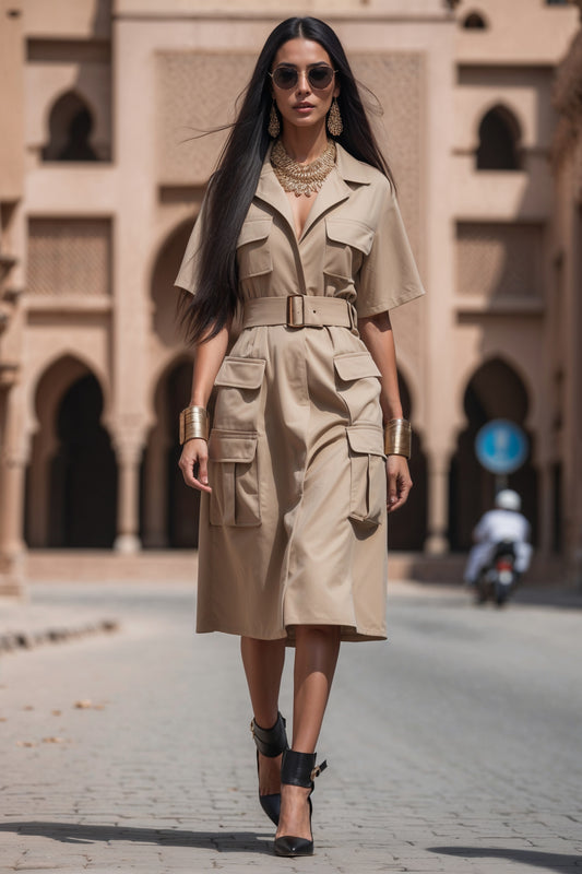 Beige Cargo Dress