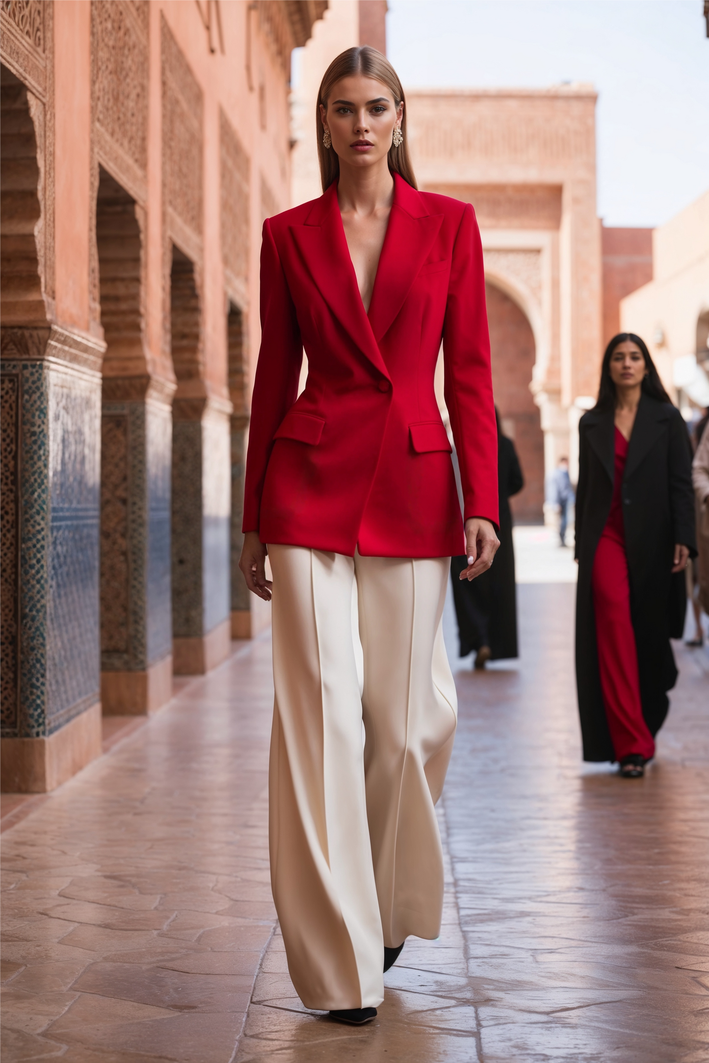 Amira Suit Total Ivory & Red Combo