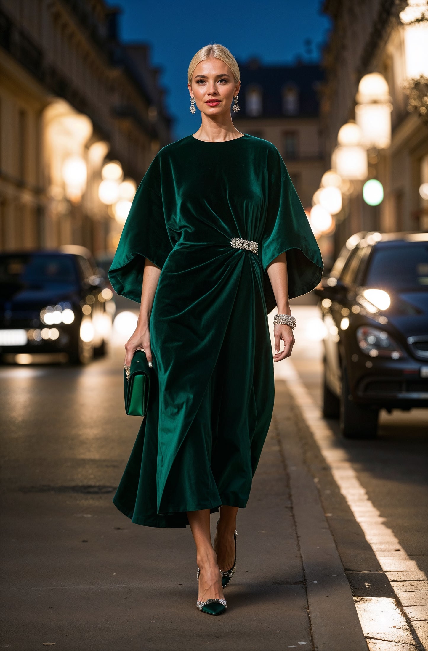 Lumière Velvet Dress in Emerald Green (limited edition)