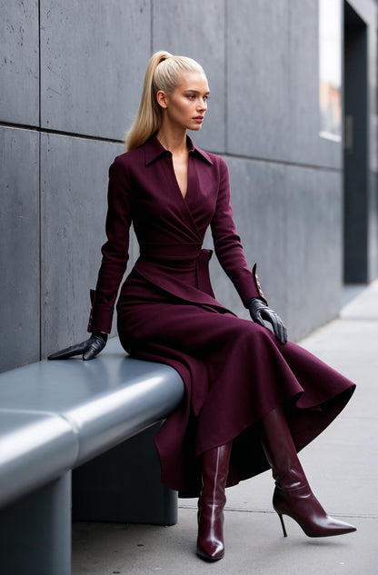 The Lexington Dress in Burgundy