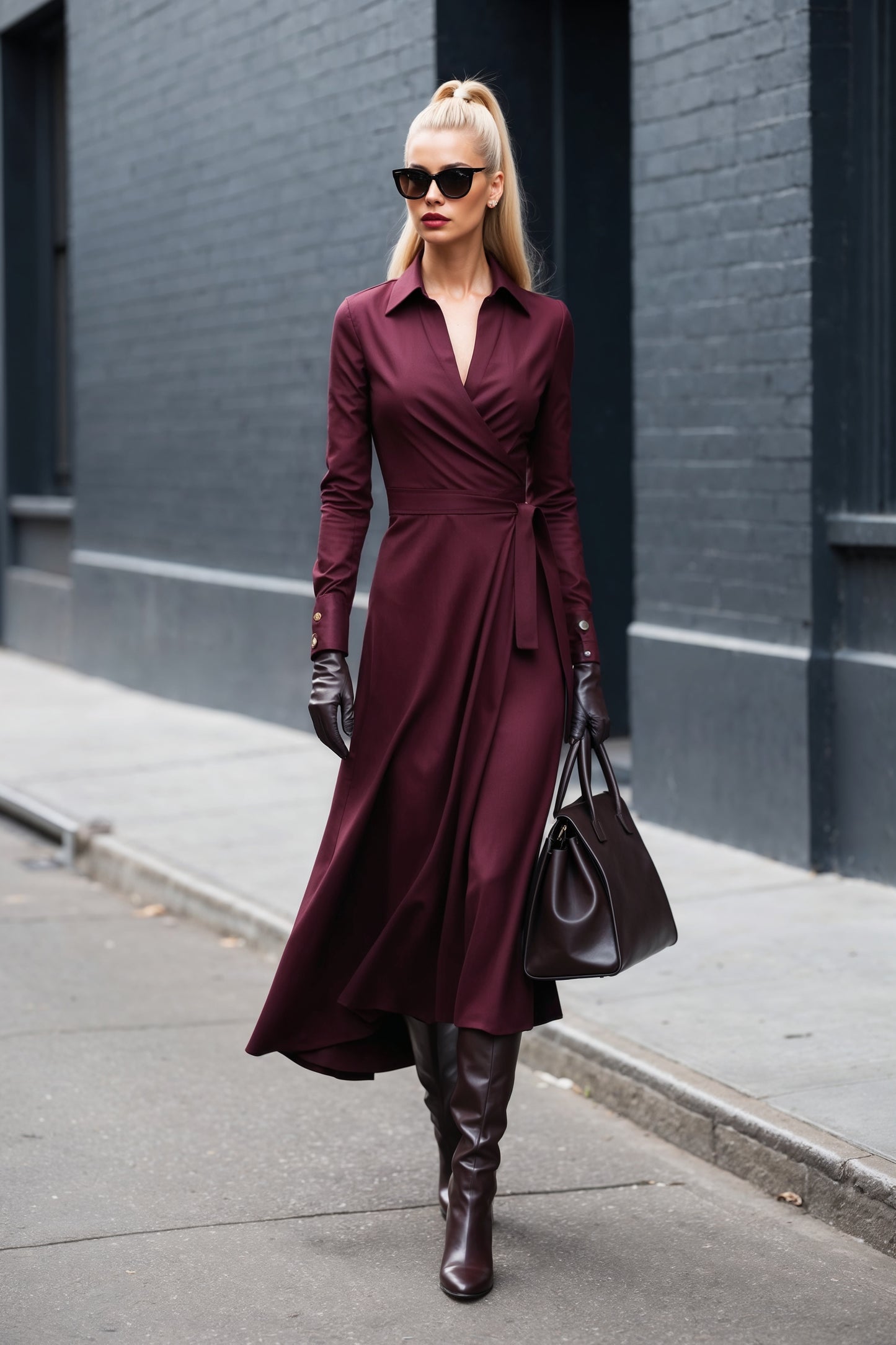 The Lexington Dress in Burgundy